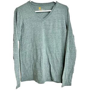 Carhartt Top Women's Small Long Sleeve‎ Relaxed Fit Shirt Green